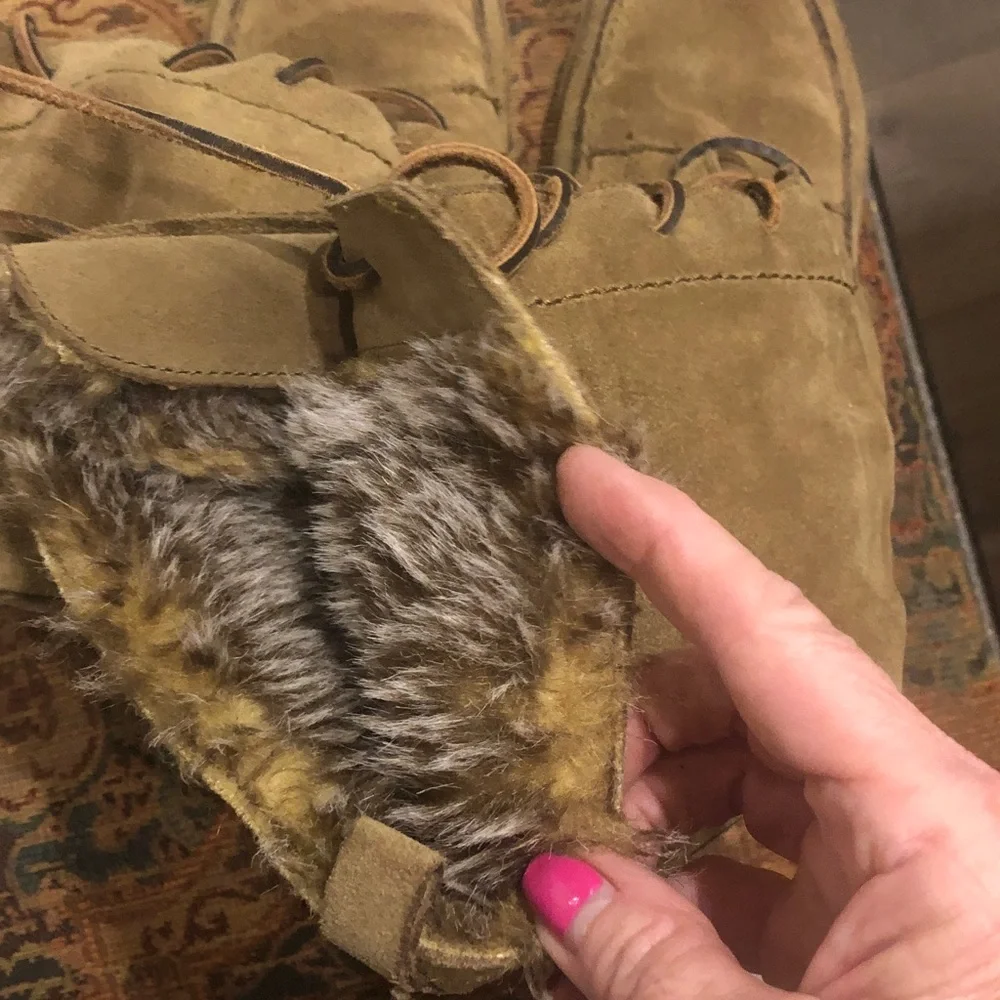 Sam Edelman Olive Suede Lace-Up Moc Toe Boots - Picture 5 of 6